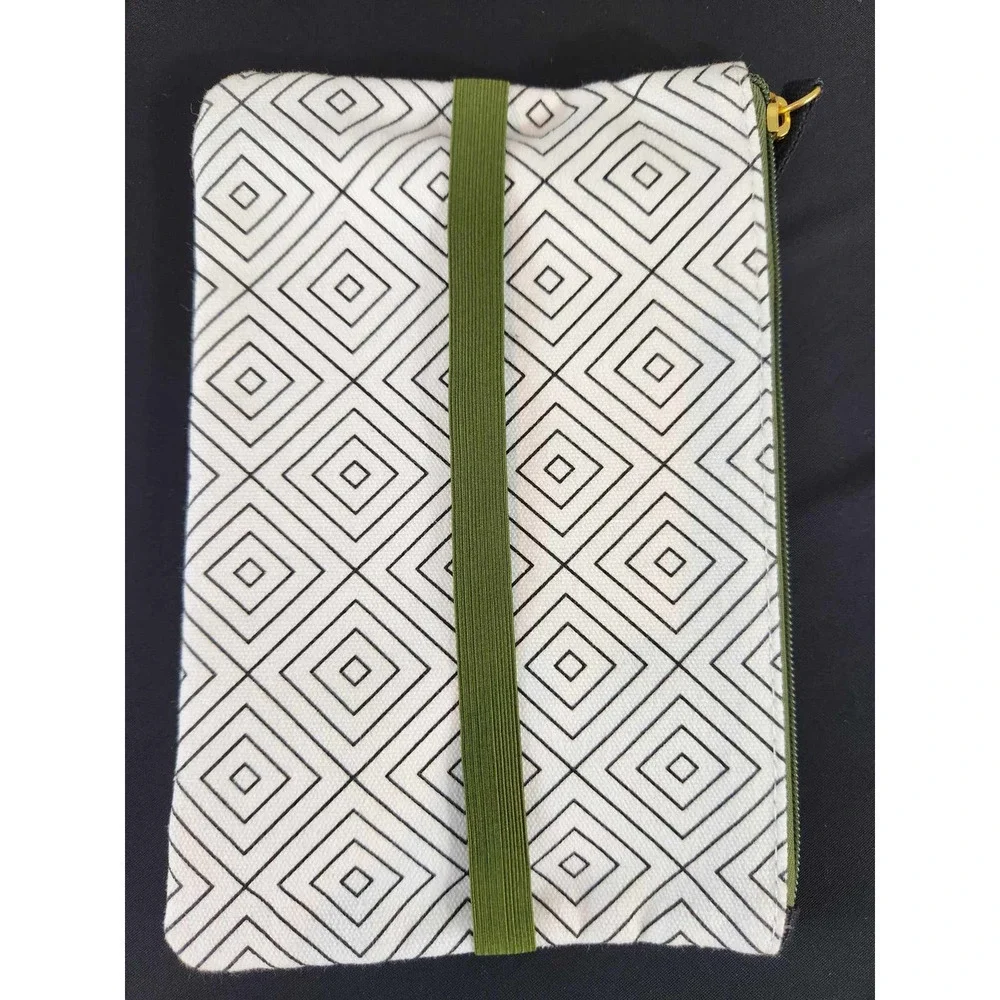 The Happy Planner Pencil Pouch Unisex OS White Black Geometric Diamond Canvas